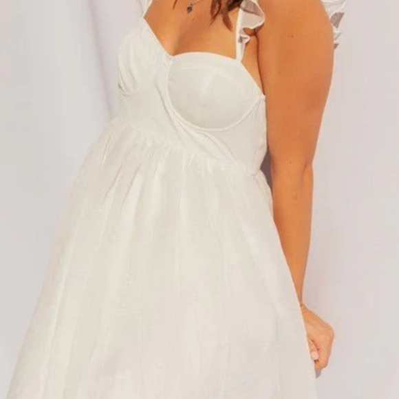 LE LIS Taylor White Ruffle Strap Dress. XS NWT - Picture 3 of 15